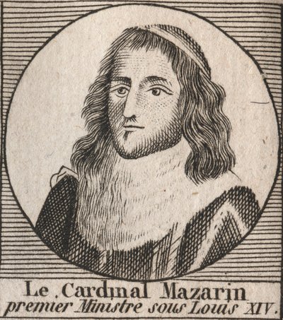 Portræt af Jules Mazarin (1602-1661), kendt som kardinal Mazarin, premierminister under Ludvig XIV - Kardinal Mazarin fungerede som chefminister for Ludvig XIV - gravering fra "Instruction sur l