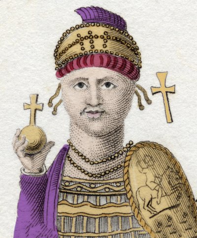 Portræt af Justinian I (Den Store) (Flavius Petrus Sabbatius Justinianus).482 - 565. Romersk kejser af Orienten. af Unknown artist