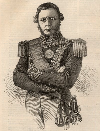 Portræt af Justo Jose de Urquiza y Garcia 1801-1870 - Argentina general og politiker gravering 1852 af Unknown artist