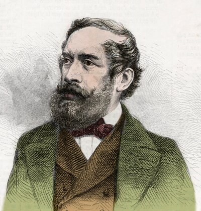 Portræt af Lajos Kossuth (1802-1894), ungarsk politiker - Indgravering fra "The Illustrous World" af Unknown artist