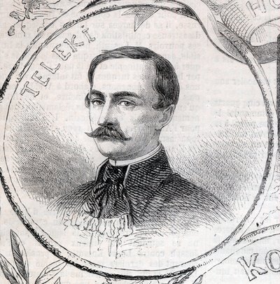 Portræt af Laszlo Teleki (1811-1861), ungarsk forfatter og politiker - indgravering i "" The Illustrous World"" af Unknown artist