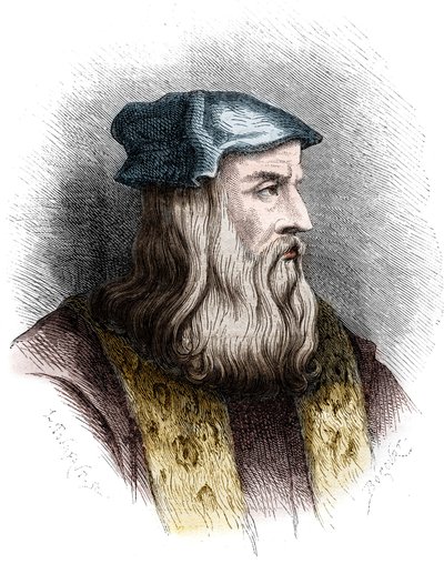 Portræt af Leonard de Vinci (Leonardo da Vinci) (1452-1519), italiensk maler. af Unknown artist