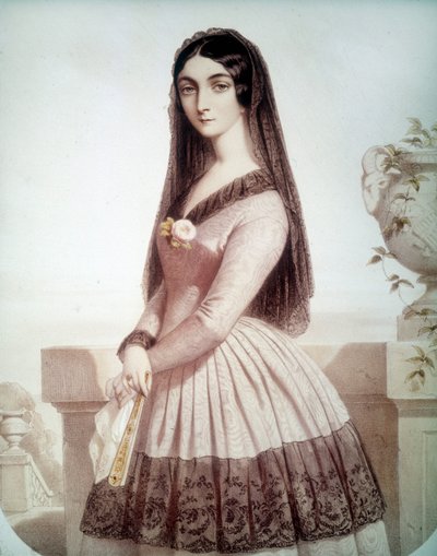 Portræt af Lola Montes ou Montez (eller Maria Dolores Gilbert) (1818-1861), favorit af Louis I af Bayern af Unknown artist