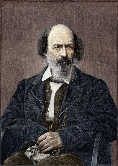 Portræt af Lord Alfred Tennyson, engelsk digter og dramatiker (1809 til 1892). af Unknown artist