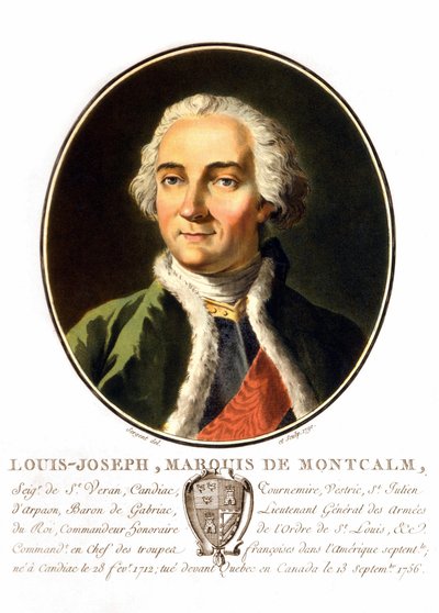 Portræt af Louis-Joseph, markis af Montcalm af Saint-Véran (1712-1759). En fransk general, han døde i et forsøg på at forsvare Quebec mod englænderne. Indgravering af det 19. århundrede. af Unknown artist