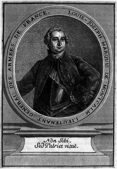 Portræt af Louis Joseph Marquis de Montcalm (1712-1759) generalløjtnant for Armees of France, berømt for sin erobring af Quebec. af Unknown artist