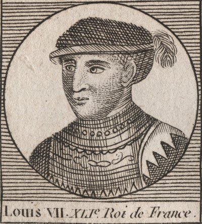 Portræt af Louis VII dit le Jeune (1120-1180), frankernes konge fra 1137 til 1180 - Ludvig VII (kaldet den yngre eller den unge), kongen af frankerne - gravering fra "Instruction sur l