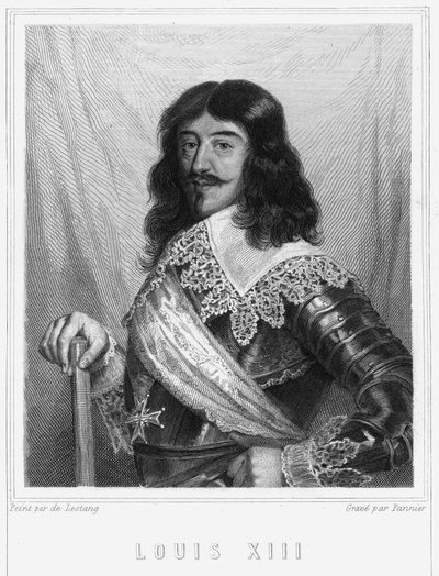 Portræt af Ludvig XIII (1601 - 1643), konge af Frankrig - i "" Histoire des Français"" af Lavallée, stik, sd. af Unknown artist