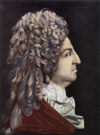 Portræt af Louis XIV - voksmedaljon, Kongens værelse, Versailles-paladset. af Unknown artist