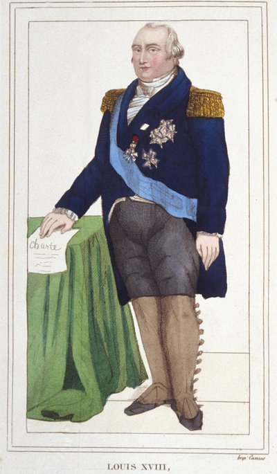 Portræt af Louis XVIII (1755 - 1824), konge af Frankrig, gravering af 1830. af Unknown artist