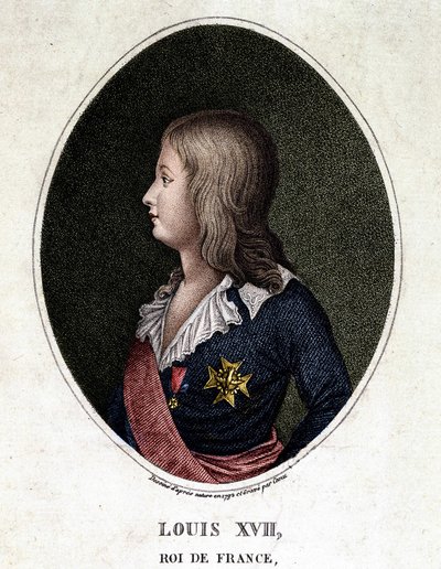 Portræt af Louis XVII, delfin fra Frankrig - gravering af det 19. århundrede af Unknown artist
