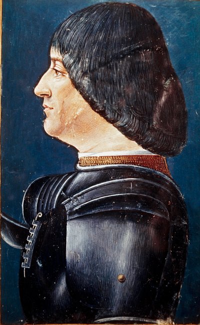 Portræt af Ludovic Marie Sforza dit le More (Ludovico Maria Sforza kendt som il Moro) (1452-1508) Miniaturer i "" Grammatica "" af Aelius Donatus (Donato), slutningen af ​​det 15. århundrede. Trivulziana bibliotek, Milano. Frk. 2167. af Unknown artist