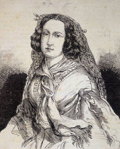 Portræt af Madame Marceline Desbordes-Valmore (Desbordes Valmore) (1786 - 1859), fransk forfatter - i "" Les Contemporains"", n.d. slutningen af det 19. århundrede. af Unknown artist