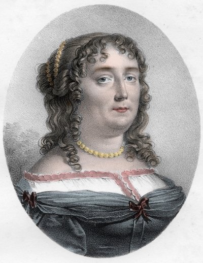 Portræt af Madame de Scudery (1607-1701) - Portræt af Madame de Scudery (eller Madeleine de Scuderi (1607 - 1701), fransk kvinde med bogstaver) af Unknown artist
