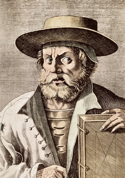 Portræt af Manuel (eller Emmanuel) Chrysoloras (ca. 1355-1415), græsk videnskabsmand fra det 14. århundrede. gravering af 1682. af Unknown artist
