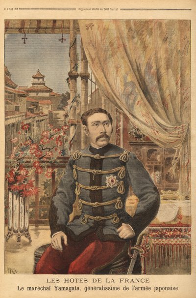 Portræt af Marechal Yamagata Aritomo (1838-1922), en japansk soldat og politiker, han kommanderede Japans første hær under krigen mod Kina i 1894. Indgravering i "" Le petit journal"" 10/05/1896. Selvas samling. af Unknown artist