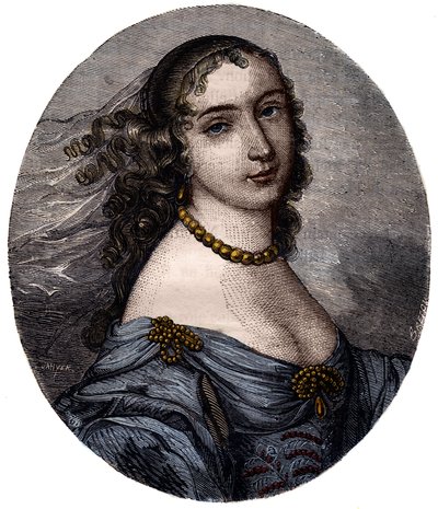 Portræt af Marguerite Hessein, Madame de la Sabliere (1636-1693) Fransk Salonniere. Indgravering af det 19. århundrede. af Unknown artist