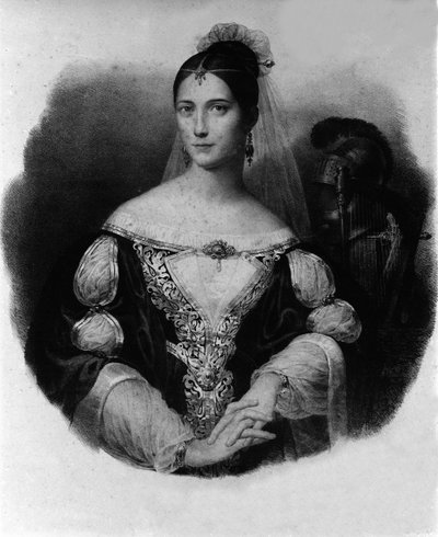 Portræt af Maria Garcia, kendt som Malibran (1808-1836) sangerinde. af Unknown artist