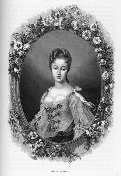 Portræt af Marie Adelaide (Marie-Adelaide) de Savoie (1685-1712) (Portræt af Marie Adelaide af Savoyen) - 1862 indgravering i "" Verdens Dronninger"" af vores første forfattere. Bog udgivet under ledelse af J. G. D. ARMENGAUD. af Unknown artist