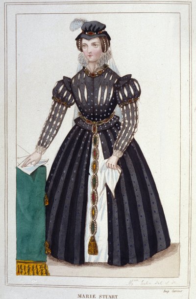 Portræt af Marie Stuart (1542 - 1587) Indgravering af 1830 af Unknown artist