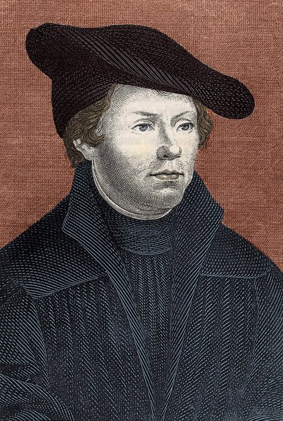 Portræt af Martin Luther (1483 - 1546) tysk religiøs reformator - gravering af Unknown artist