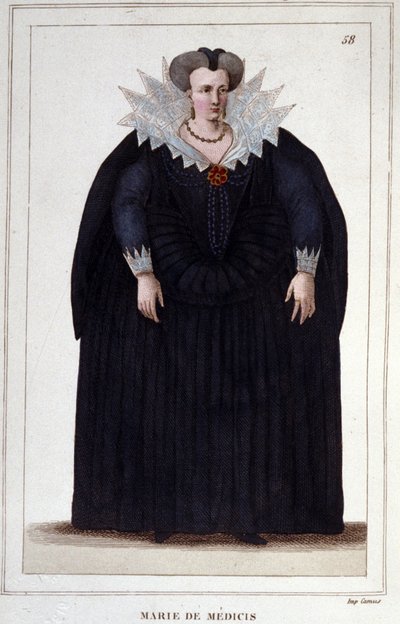 Portræt af Maria af Medici (1573 - 1642), hustru til Henrik IV og mor til Ludvig XIII. Stik fra 1830 af Unknown artist