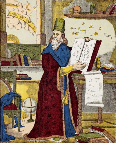 Portræt af Michel de Notre Dame (Nostradamus) Fransk astrolog - Portræt af Nostradamus, Michel de Notre Dame (1503-1566) Fransk astrolog og læge - Gravering af Unknown artist
