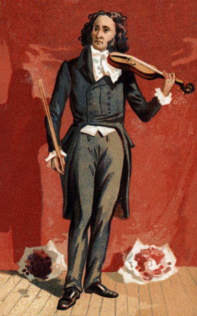 Portræt af Nicolo Paganini (1782 - 1840) italiensk violinist. af Unknown artist