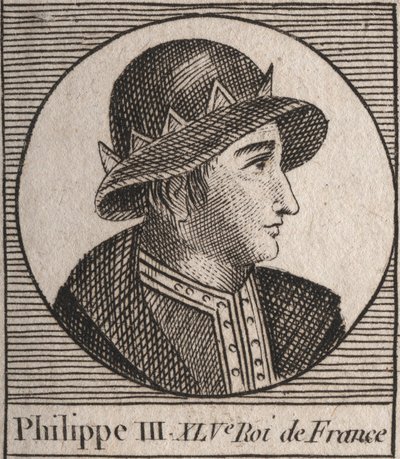 Portræt af Philip III af Frankrig, dit Philippe le Hardi (1245-1285) (capetianernes dynasti) - Philip III kaldet den dristige konge af Frankrig - gravering fra "Instruction sur l