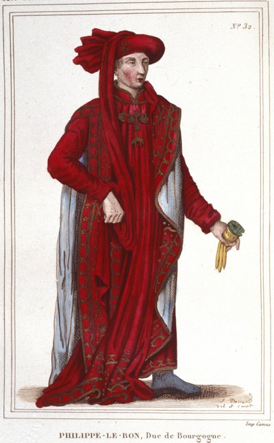Portræt af Filip III den Gode (1396-1467), gravering af hertugen af Bourgogne fra 1830 af Unknown artist
