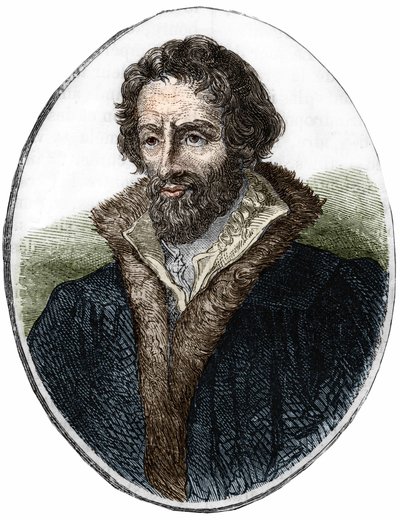 Portræt af Philip Melanchthon (Melanchthon) (1497 - 1560), tysk religiøs reformator. Indgravering af det 19. århundrede af Unknown artist