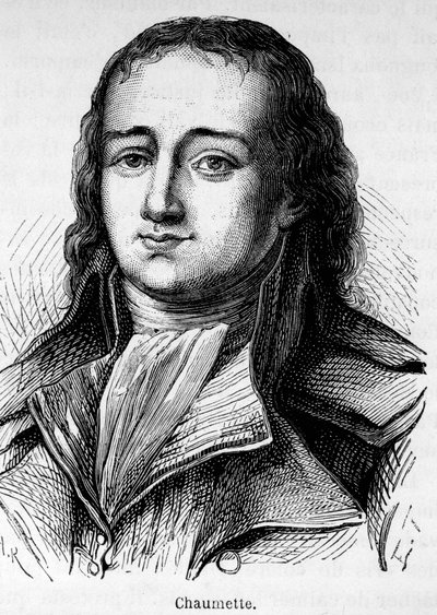 Portræt af Pierre Gaspard Chaumette (1763-1794), fransk politiker, medlem af Cordeliers Club og anklager - syndiker fra Insurctional Commune of Paris... Han blev arresteret og guillotineret med værtsekstremister. af Unknown artist