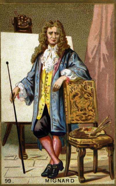 Portræt af Pierre Mignard (1612 - 1695), fransk maler, dekoratør og tegneserieskaber. Kromolitografi af det 19. århundrede. af Unknown artist