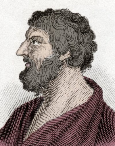 Portræt af Pittacos af Mytilene græsk statsmand (650-570 f.Kr.) (Pittacus of Mytilene). Gravering 1800-tallet. af Unknown artist