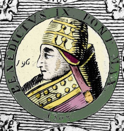 Portræt af pave Benedikt IX. Indgravering af det 19. århundrede. af Unknown artist
