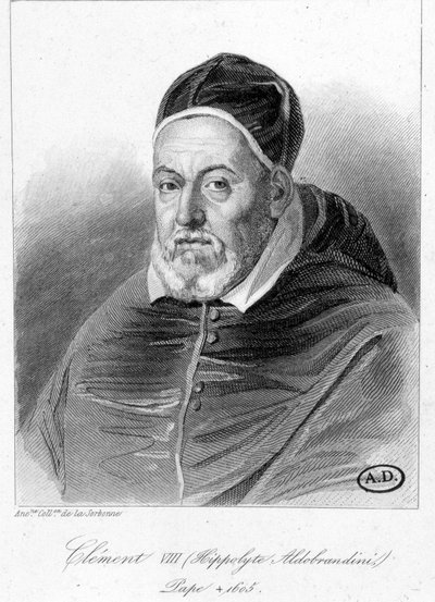 Portræt af pave Clemens VIII - gravering af Unknown artist