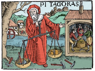 Portræt af Pythagoras (Pythagoras) - Side fra "" Compendiara musica"" af Koswick 1516 - af Unknown artist