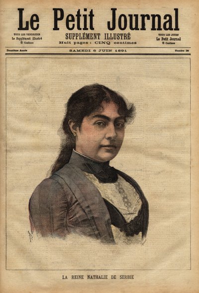 Portræt af dronning Nathalie af Serbien af Unknown artist
