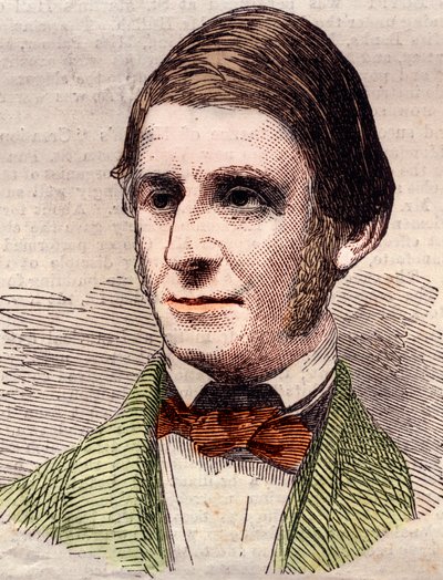 Portræt af Ralph Waldo Emerson (1803-1882), essayist, filosof, amerikansk digter. Indgravering i "" The illustrated London News "" af 20. marts 1858. af Unknown artist