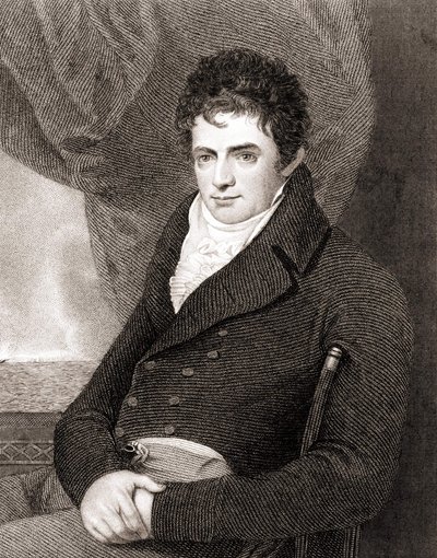 Portræt af Robert Fulton (1765 - 1815), amerikansk skibsbygningsmekaniker (Nautilus). Indgravering af det 19. århundrede. af Unknown artist
