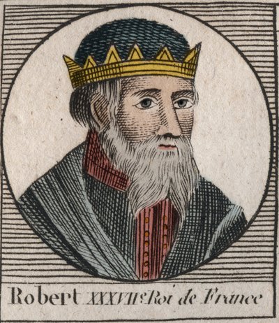 Portræt af Robert I (ca. 860-923), konge af Vestfrankien fra 922 til 923 - Robert I, konge af Vestfrankien fra 922 til 923 - gravering fra "Instruction sur l