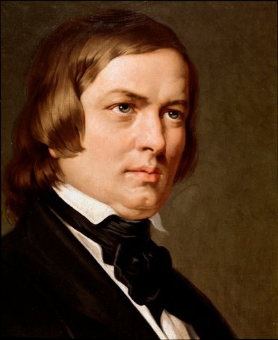 Portræt af Robert Schumann, tysk komponist. (maleri af Unknown artist