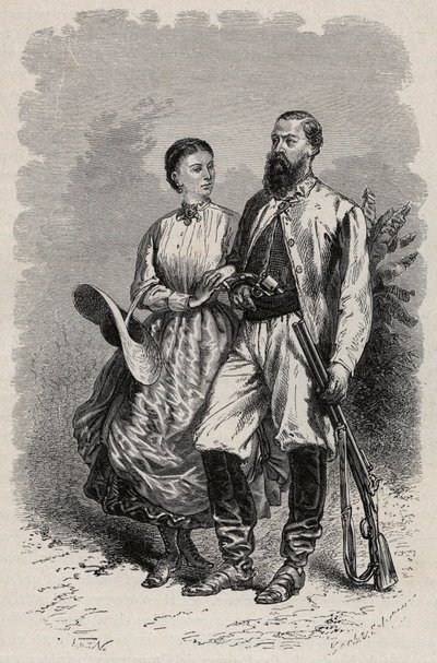 Portræt af SAMUEL WHITE BAKER (1821-1893) engelsk opdagelsesrejsende og Lady Florence Baker (1841-1916) af Unknown artist
