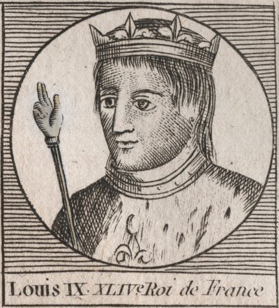 Portræt af Saint Louis (Saint-Louis, Louis IX (1214-1270) - Saint Louis IX (1214-70) konge af Frankrig - gravering fra "Instruction sur l