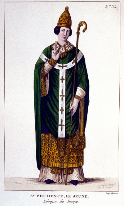 Portræt af Saint Prudence af Troyes Eveque de Troyes (9. århundrede). af Unknown artist