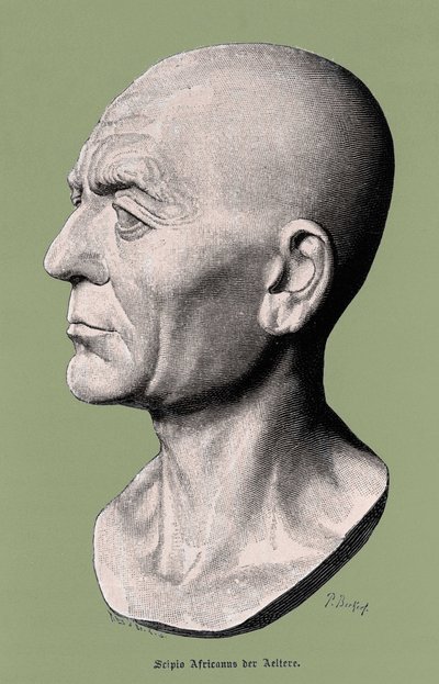 Portræt af Scipio den afrikanske, general og romerske statsmand (235-183 f.Kr.). af Unknown artist