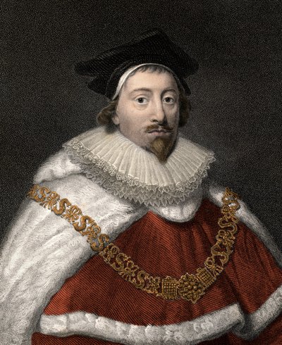 Portræt af Sir Edward Coke (1552-1634), engelsk juriskonsulent - Farvestik fra det 19. århundrede af Unknown artist