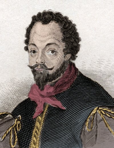 Portræt af Sir Francis Drake (1540-1596), engelsk kaper og navigatør. Indgravering af det 19. århundrede. af Unknown artist