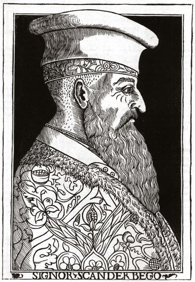 Portræt af Skanderbeg (eller Scanderbeg) (1403 - 1468), albansk krigsmand. af Unknown artist