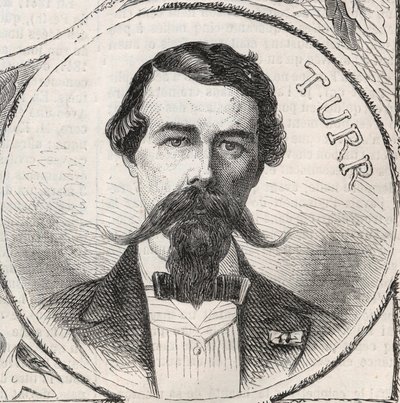 Portræt af Stefan Istvan Turr (1824-1908), ungarsk general - Indgravering i "" The Illustrous World"" af Unknown artist